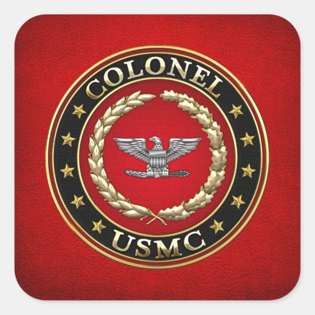 U.S. Marinesoldaten: Oberst (USMC Col.) [3D] Quadratischer Aufkleber (Vorderseite)
