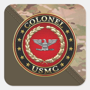 U.S. Marinesoldaten: Oberst (USMC Col.) [3D] Quadratischer Aufkleber