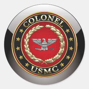 U.S. Marinesoldaten: Oberst (USMC Col.) [3D] Runder Aufkleber