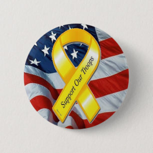 U.S. MILITÄR - gelbes Band u. Flagge Button