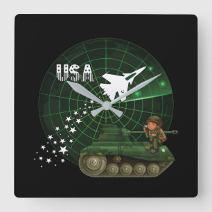 U.S. Militärluftwaffen-und Armee-Radar-Uhr Quadratische Wanduhr