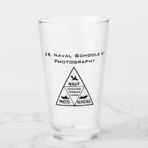 U.S. Naval School of Fotografy Glass Tumbler B&W