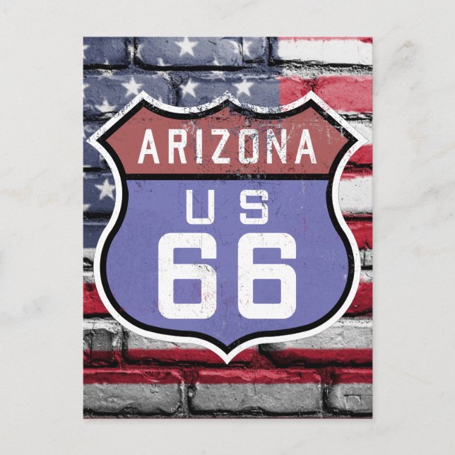 U.S. ROUTE 66 Arizona Zeichen Postkarte (Vorderseite)