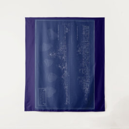 U.S.S. The Sullivans Fine Art Blueprint Wandteppich