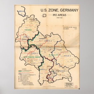 U.S. Zone, Deutschland IRO Areas Map (1. November  Poster