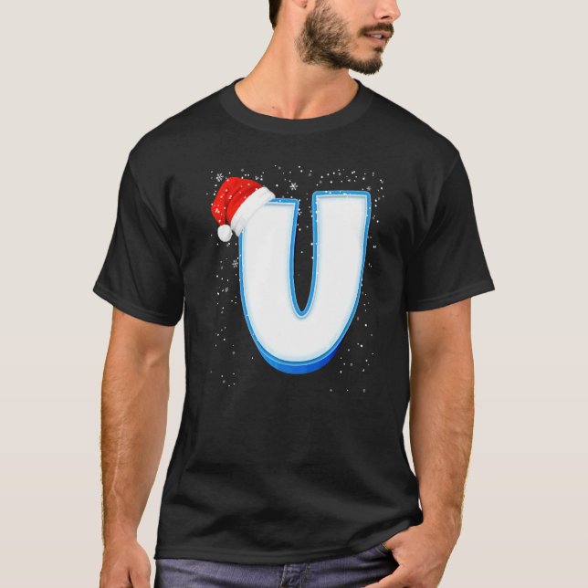 U Snowy Hauptstadt Christmas Monogram Alphabet Let T-Shirt (Vorderseite)