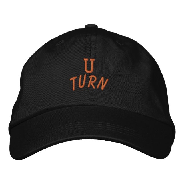 U Turn text Printed Cap 🎩 Lovely and Elegant Hat  Bestickte Baseballkappe (Vorderseite)