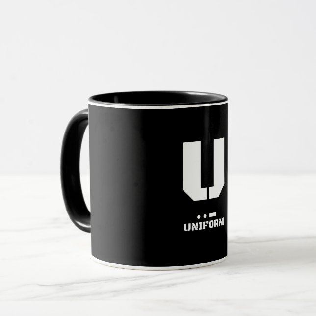 U(Uniform) NATO Phonetischer Alphabet & Morse Code Tasse (Vorderseite Links)