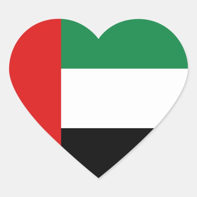 UAE Flag Heftsticker Herz-Aufkleber (Vorderseite)