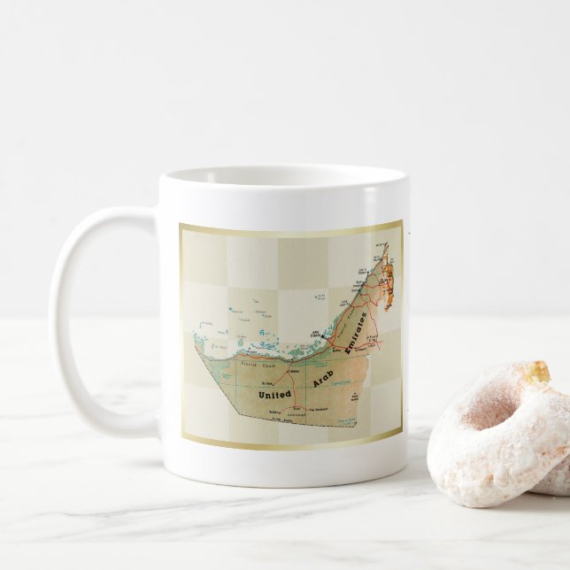 UAE Flag + Map-Tasse Kaffeetasse (Mit Donut)