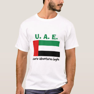Uae-Flagge + Karte + Text-T - Shirt