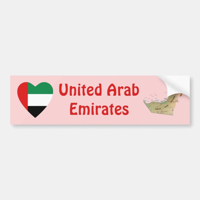 Uae-Flaggen-Herz + Karten-Autoaufkleber Autoaufkleber (Vorne)