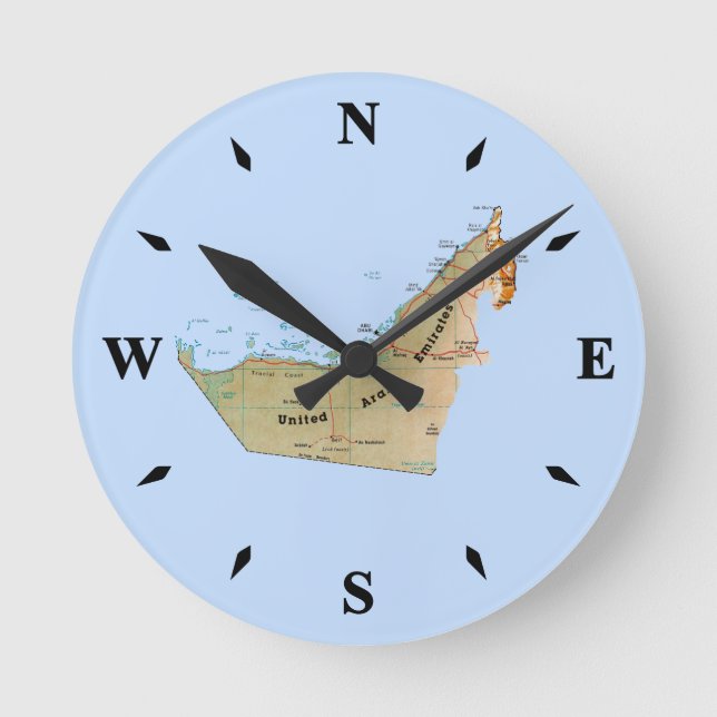 UAE Map Clock Runde Wanduhr (Vorderseite)