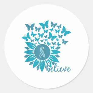 Ual Ault Awareness Month glauben Sonnenblume Aquam Runder Aufkleber