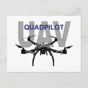 UAV Quadpilot Quadcopter Pilot Postkarte