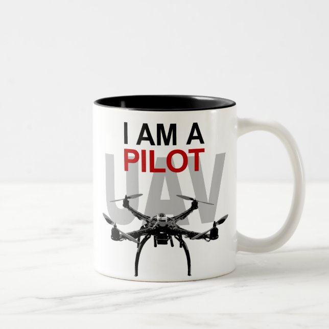 UAV Quadpilot Quadcopter Pilot Zweifarbige Tasse (Rechts)