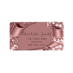 UAWG 3D Frame Glitzer Rose Royal Blush Glam Adressaufkleber