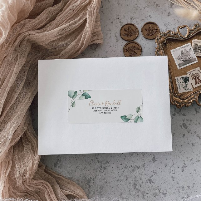 UAwg-Adresse für formale grüne Blätter Adressaufkleber (Von Creator hochgeladen)