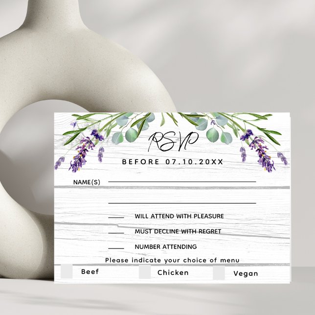UAwg-Antwort auf das Hochzeitsmenü von Lavendel RSVP Karte (Von Creator hochgeladen)