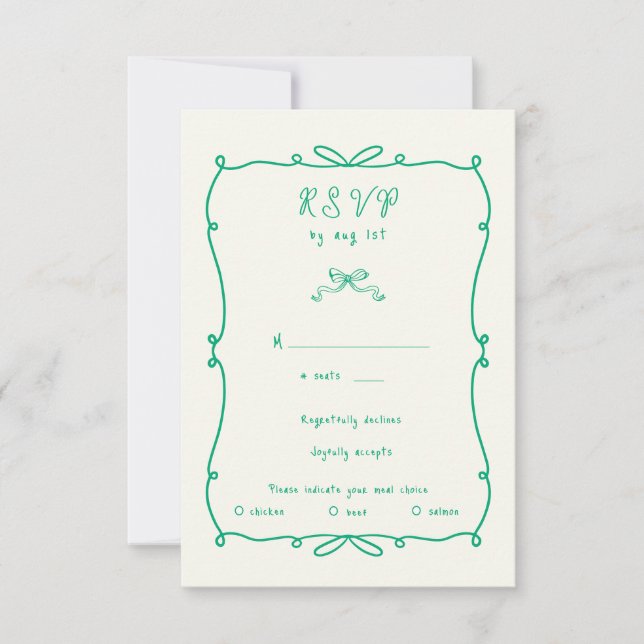 UAwg-Antwortkarte für die von Hand gezogenen Bögen RSVP Karte (Vorderseite)