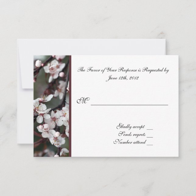 UAWG, Antwortkarte, Pflaume-Blume RSVP Karte (Vorderseite)