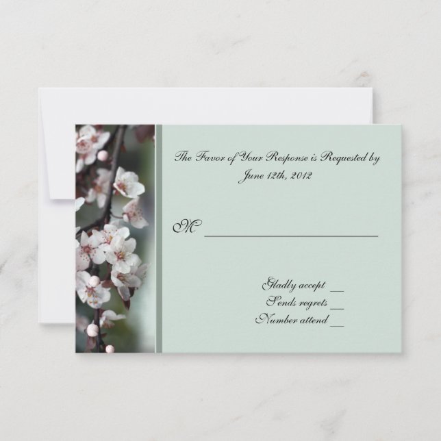 UAWG, Antwortkarte, Pflaume-Blume RSVP Karte (Vorderseite)