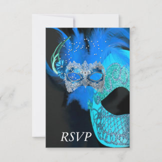 UAWG Aquamarin Blue Black Masken Masquerade Ball P RSVP Karte