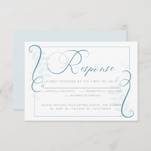 UAwg | Aquamarin Blue Simplistic Scroll Einladung (Vorne/Hinten)