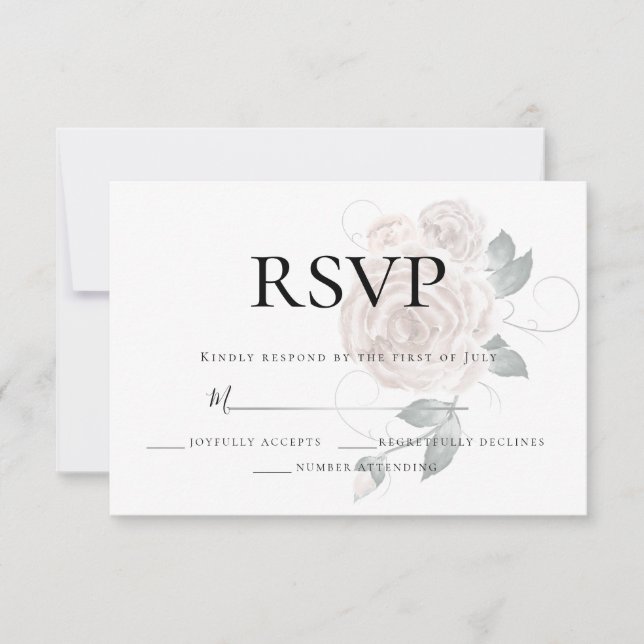 UAWG | Aquarell Rose Rosa RSVP Karte (Vorderseite)