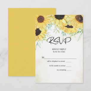 UAWG Aquarellgelbe Sonnenblumen RSVP Karte