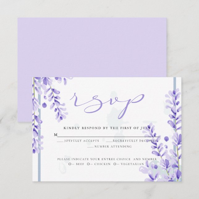 UAWG | Aquarelllavender - Dusty Blue Florals Einladung (Vorne/Hinten)