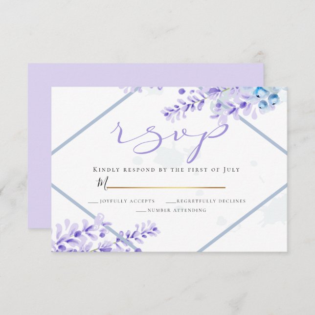 UAWG | Aquarelllavender - Dusty Blue Florals Einladung (Vorne/Hinten)