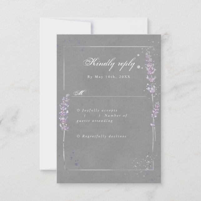 UAWG Aquarelllavender grau Hochzeit rsvp Karte (Vorderseite)