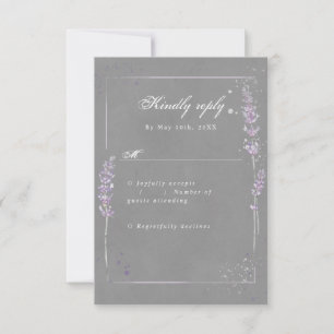 UAWG Aquarelllavender grau Hochzeit rsvp Karte