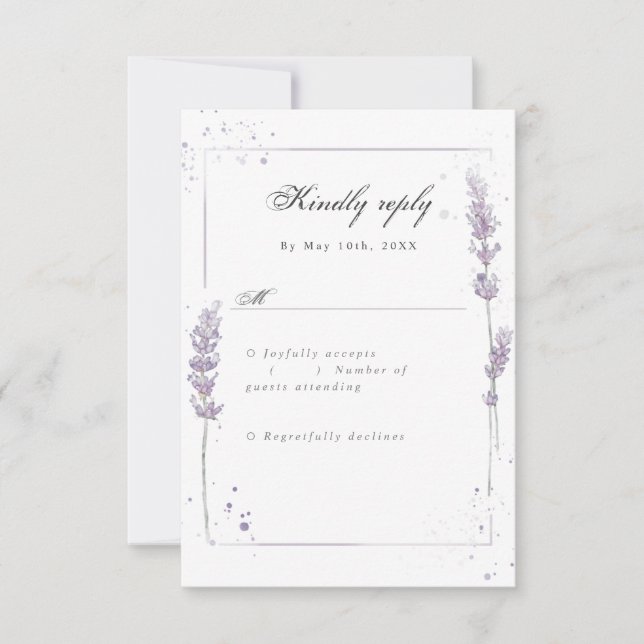 UAWG Aquarelllavender Hochzeit rsvp (Vorderseite)