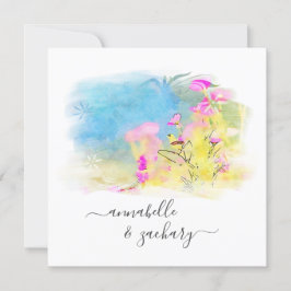 *~* UAWG AR15 QR Watercolor Bird FLORAL Wedding Einladung