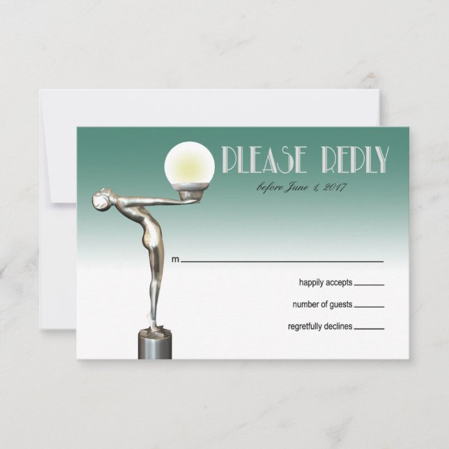 UAWG Art Deco Glam | Aquamarin RSVP Karte (Vorderseite)