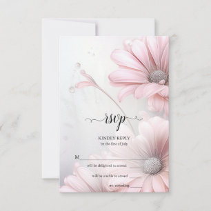 UAWG Atemberaubend Elegant Pink Daisies RSVP Karte
