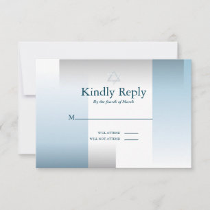 UAWG Bar Mitzvah Modern Silver Blue Geometric RSVP Karte
