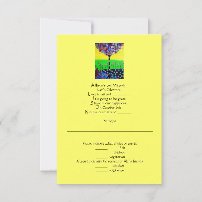UAWG Bat Mitzvah RSVP Karte (Vorderseite)