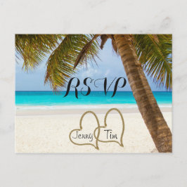 UAWG Beach Liebe Herz Bridal Palm Sand Surf Date Einladungspostkarte