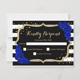 UAWG Birthday Party - Gold Black Royal Blue Card Einladung