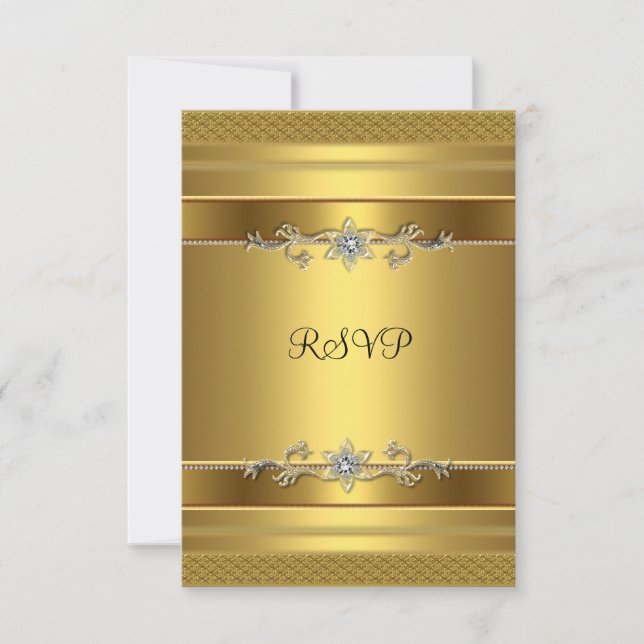UAWG Birthday Party Gold Diamond Jewel RSVP Karte (Vorderseite)