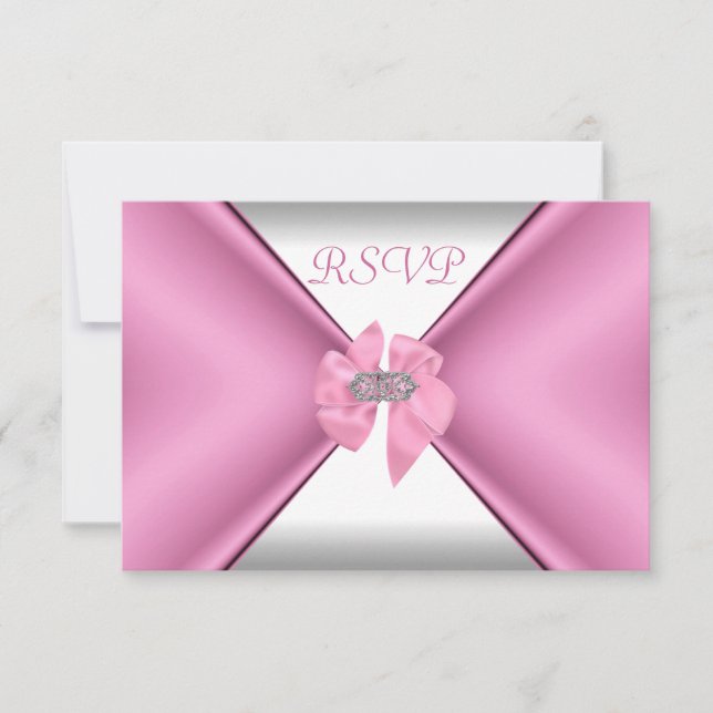 UAWG Birthday Party Hübsch Pink Bow RSVP Karte (Vorderseite)