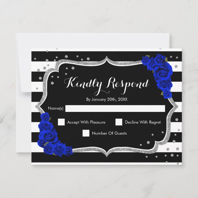 UAWG Birthday Party - Silver Black Royal Blue Card Einladung (Vorderseite)