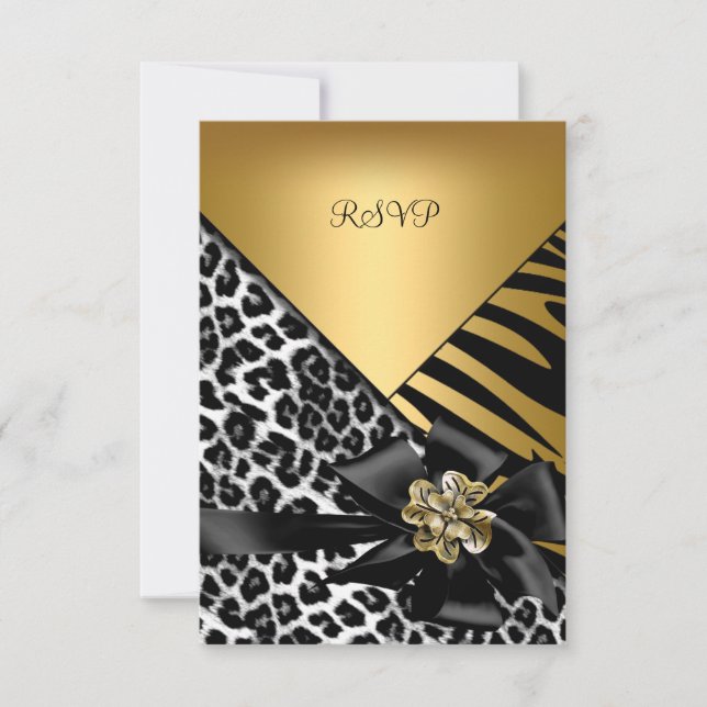 UAWG Birthday Party Zebra Leopard Gold Elegante RSVP Karte (Vorderseite)