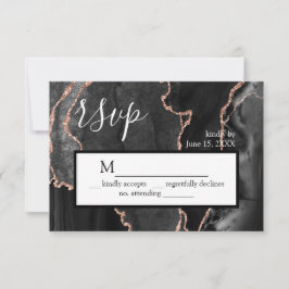 UAWG Black Agate Rose Gold Glitzer Response Card RSVP Karte
