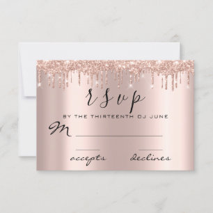 UAWG Black Rose Gold Glitzer Tropfen RSVP Karte