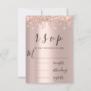 UAWG Black Rose Gold Tropfen Hochzeit RSVP Karte