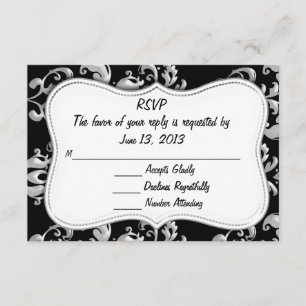 UAWG Black und Silver Damask RSVP Karte